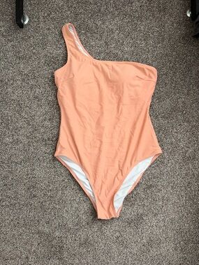 One-Shoulder Peach Swimsuit
